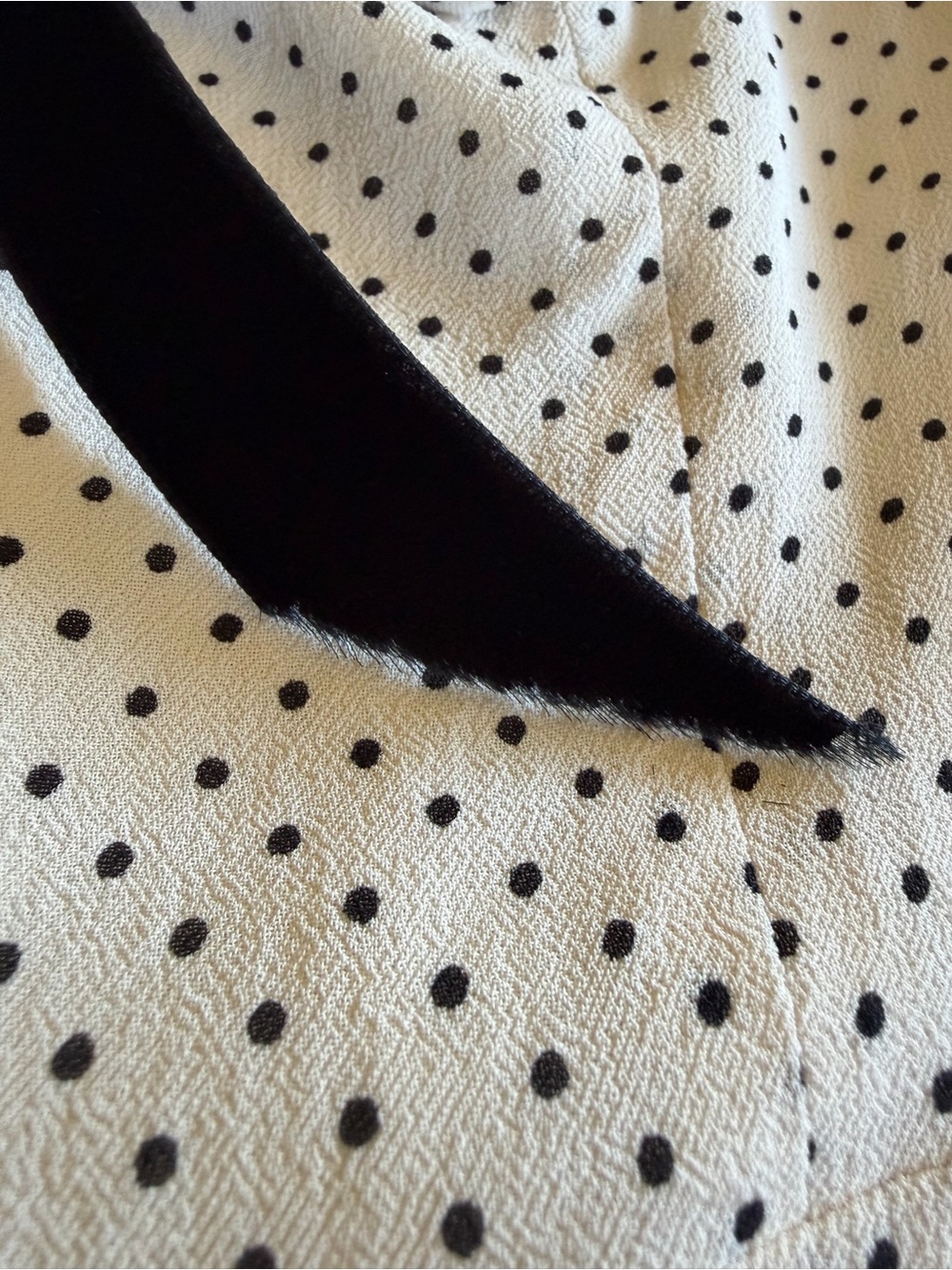 Reformation Cream Polka Dot Mini Dress with Black Tie - Picture 5 of 7